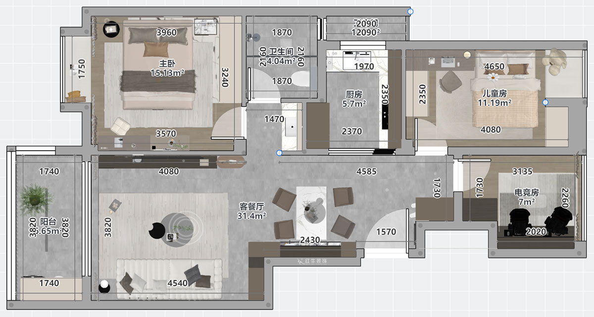 刘萍萍｜紫金华府43-1-902-99㎡-轻奢风格｜3室2厅1卫｜老房装修｜定制家｜全包12